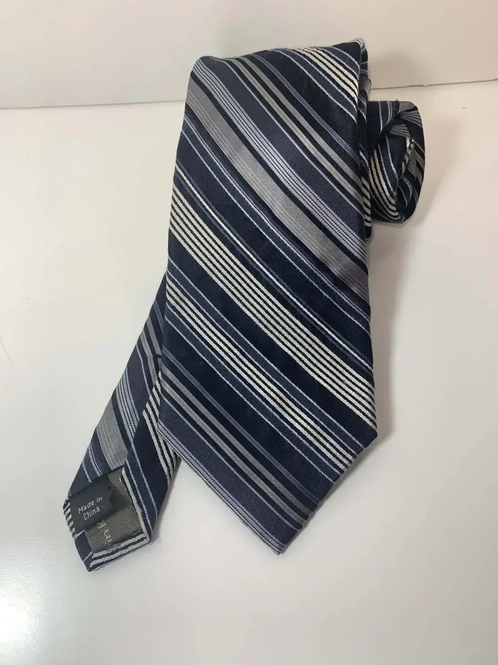 Blue , silver striped Calvin Klein Rep Tie Silk vintage